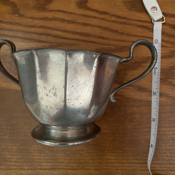 Antique old English genuine pewter 800 sugar and creamer set - Picture 8 of 16